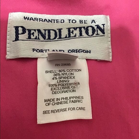 Pendleton Pink Collarless Blazer Blossom & Butterflies Stretch Button Down New - Picture 9 of 10